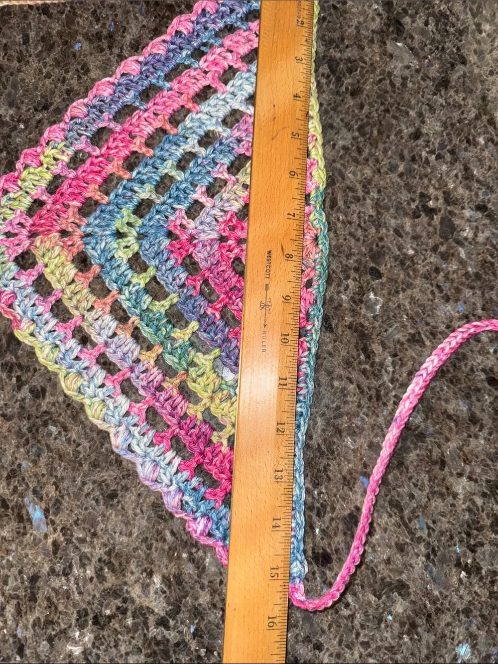 Crochet Bandana Hair Scarf Kerchief - Festival Cottage Core Boho - 100% Cotton